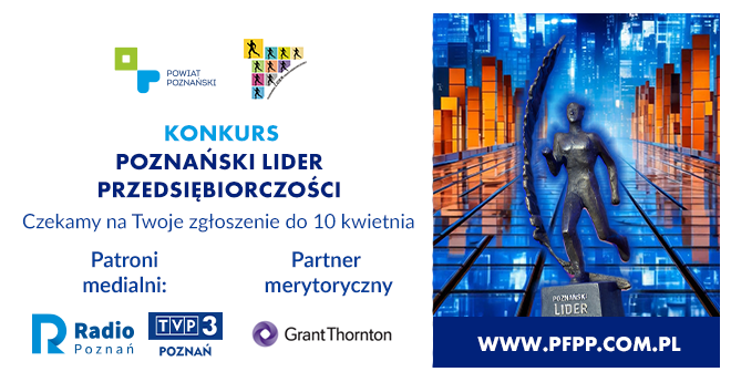 Plakat konkursu Poznański Lider Przedsiębiorczości